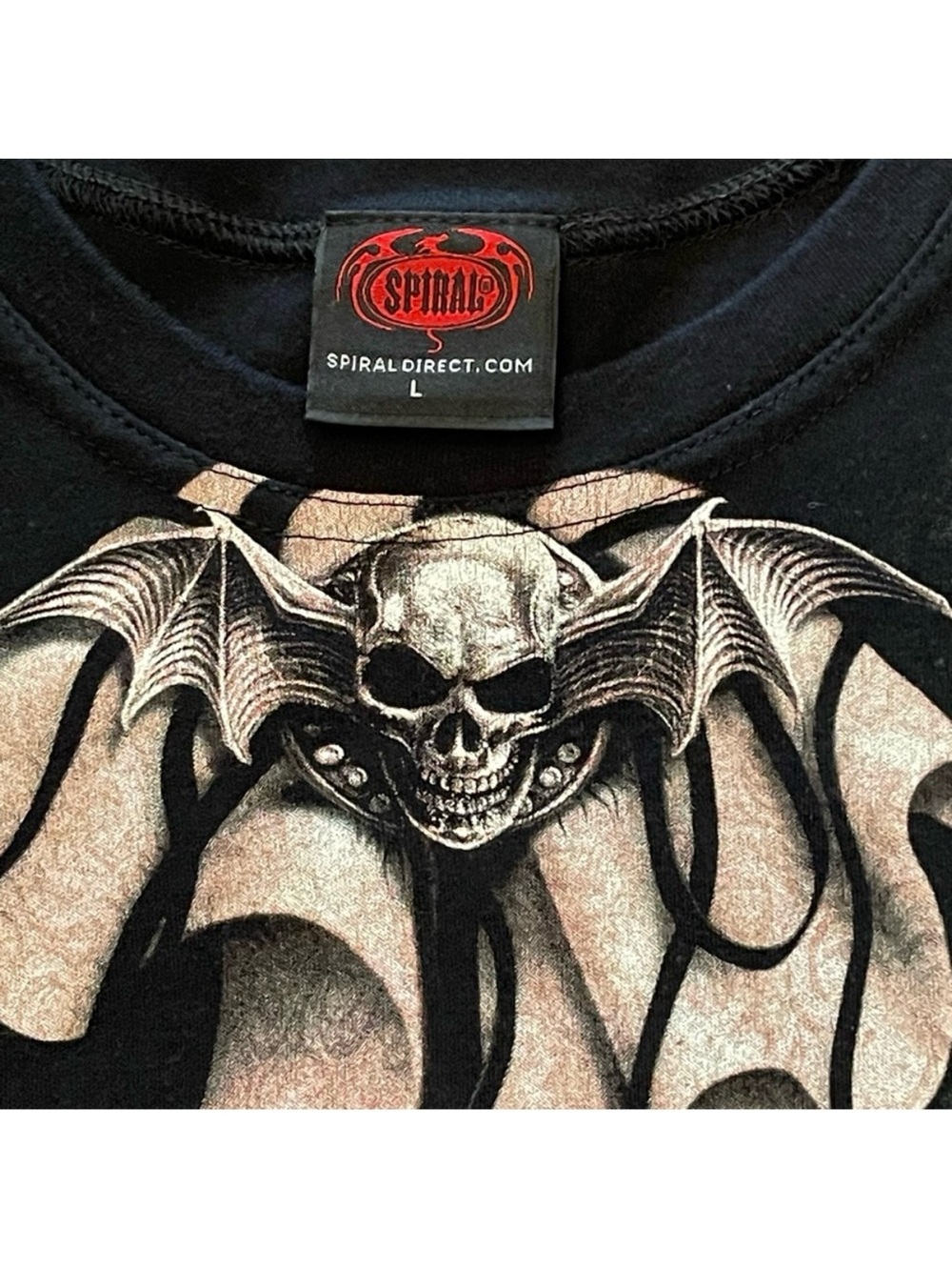 Spiral Direct Gothic Wrap Allover Jacket Vest Skull Print Design Cotton Shirt L - Picture 7 of 13